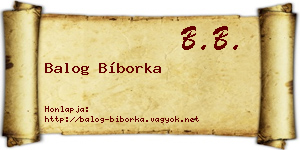 Balog Bíborka névjegykártya